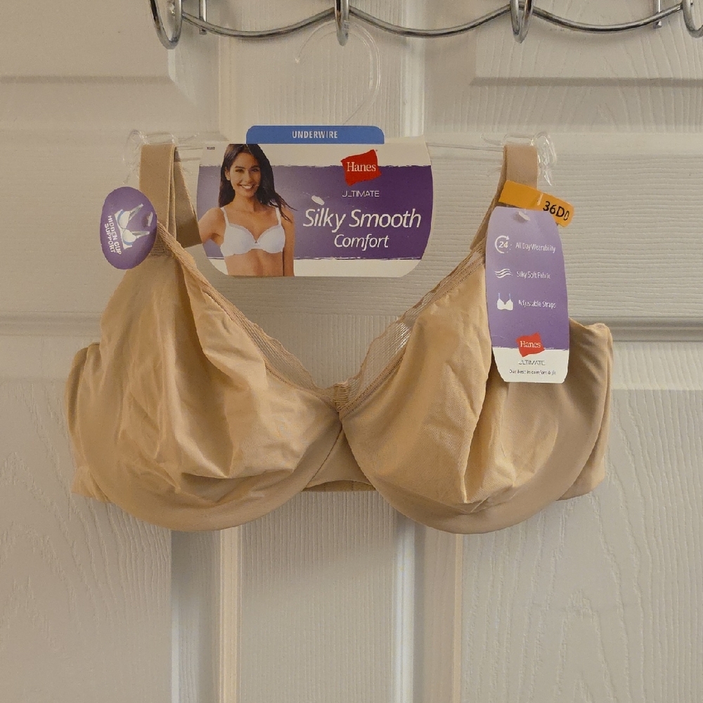 Hanes Silky Smooth Comfort Underwire Bra - Beige
